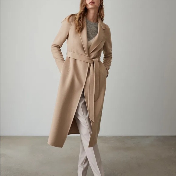 Reiss Camel Winona Blind Seam Longline Coat - Picture 2 of 9